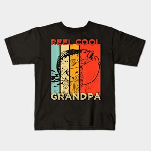 Reel Cool Grandpa Father's Day Grandfather Fishing Kids T-Shirt